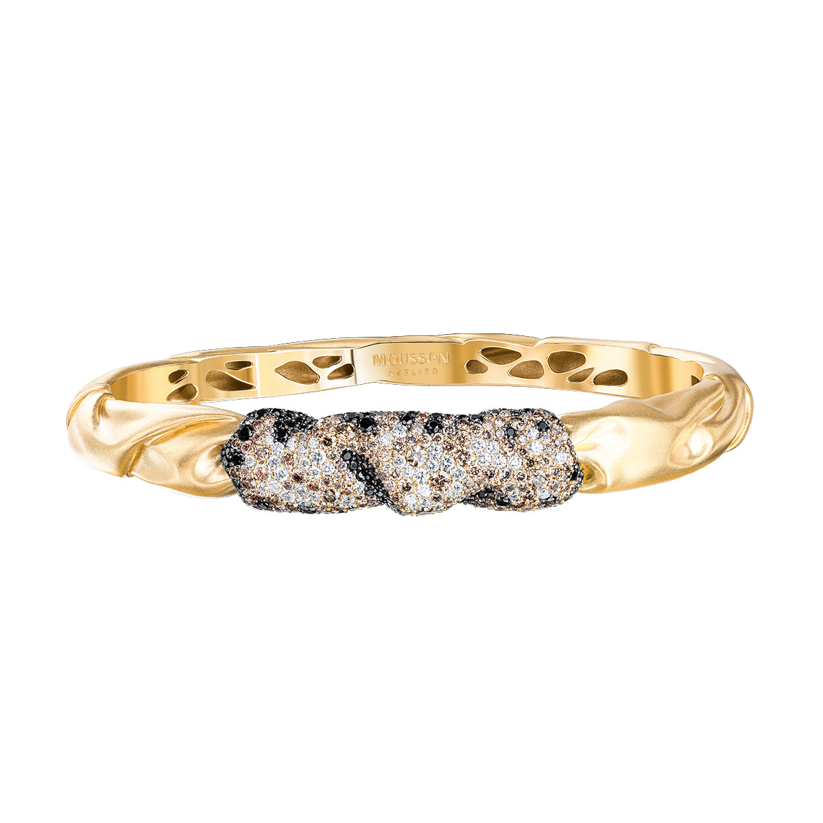 Br 0132-1, 18K Yellow Gold, White, Champagne and Black Diamonds Bracelet
