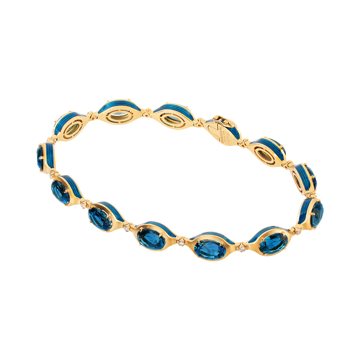 Br 0143-002 18K Yellow Gold, Enamel, Topaz, Diamonds Bracelet