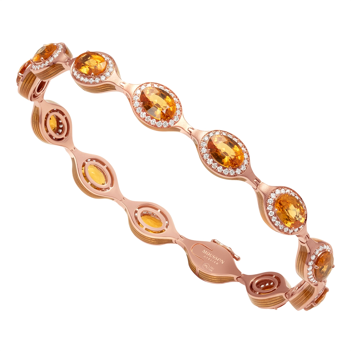 Spessartine, Diamonds Enamel 18K Rose Gold Bracelet, Br 0143-02