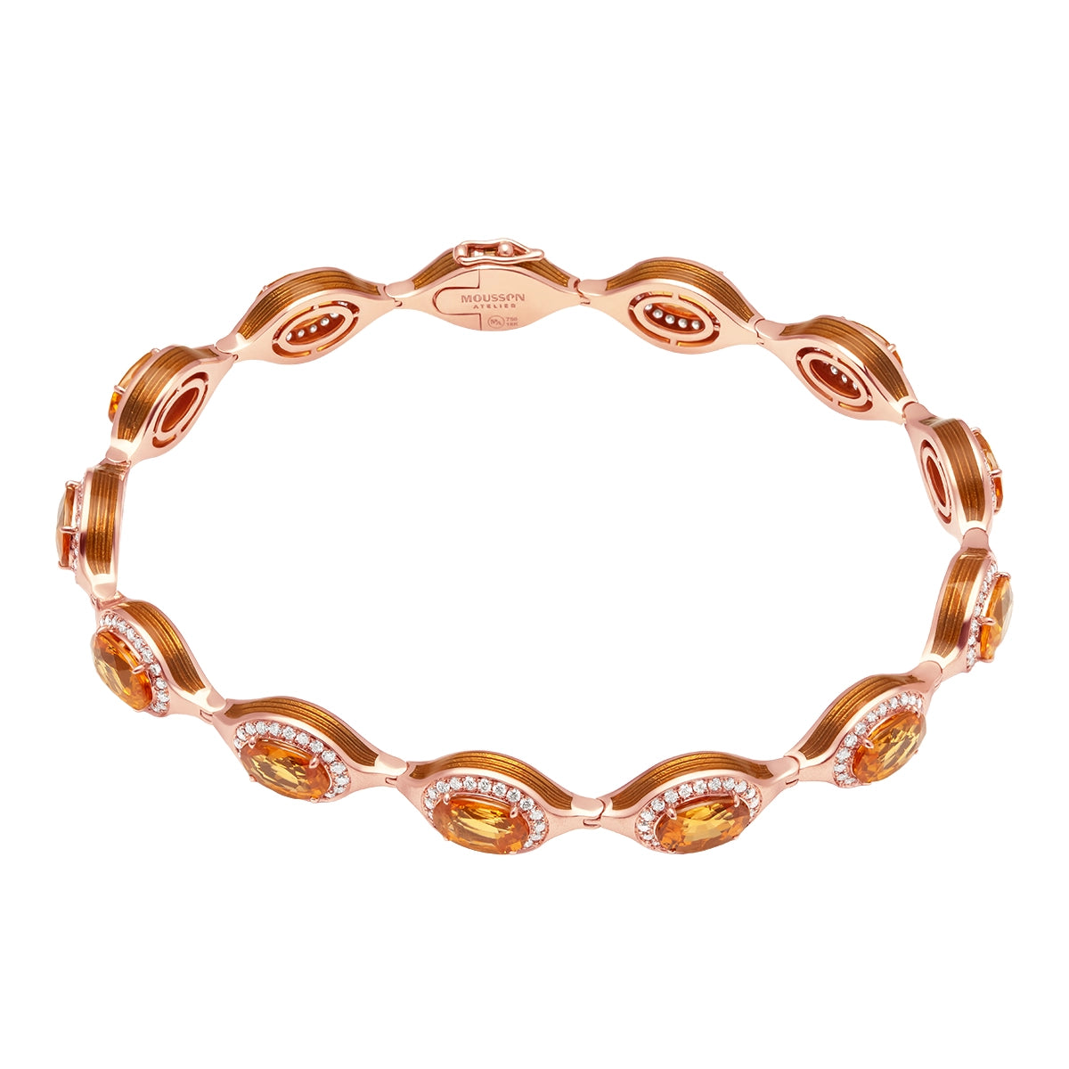 Spessartine, Diamonds Enamel 18K Rose Gold Bracelet, Br 0143-02