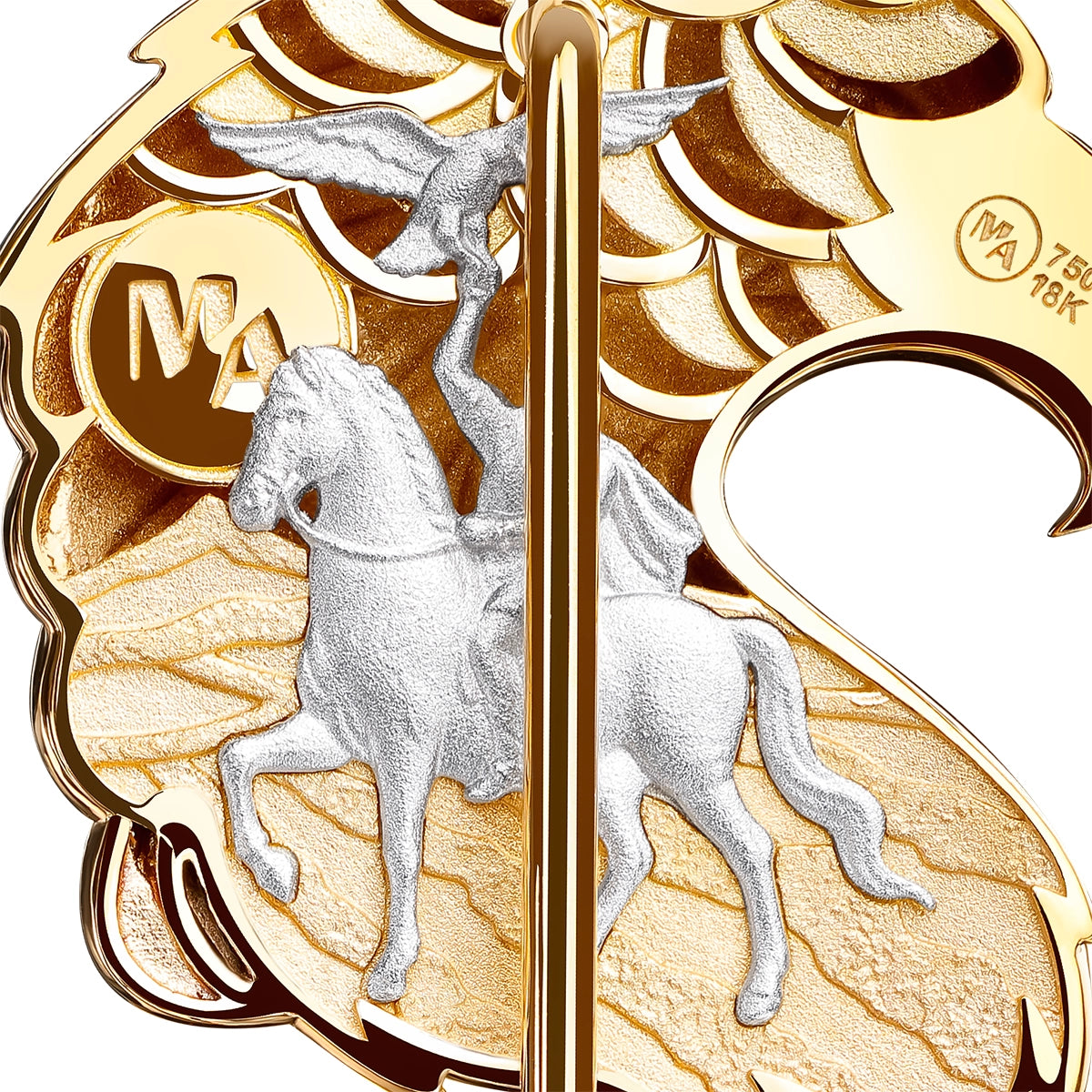18K Yellow White Gold, Diamonds, Enamel Men Pin, Brs 0301-0