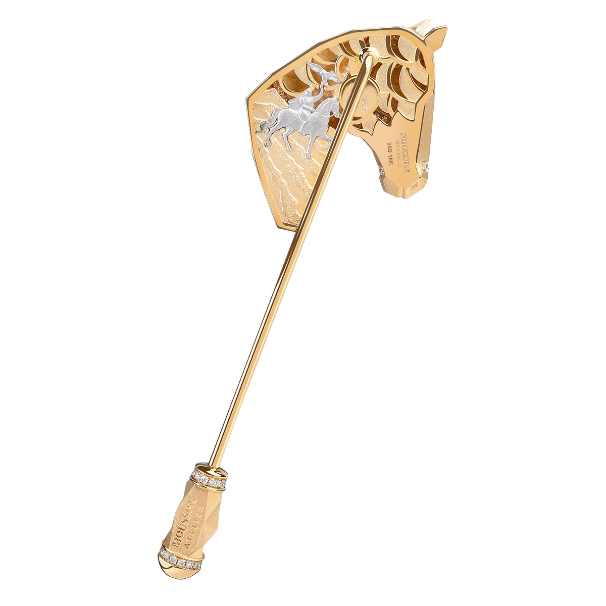 18K Yellow Gold, Diamonds Horse Pin, Brs 0301-1