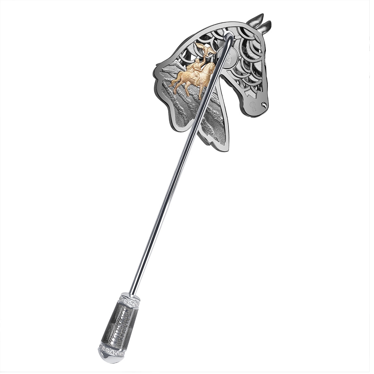 The Noble, 18K Black and White Gold, Diamonds Pin, Brs 0301-11