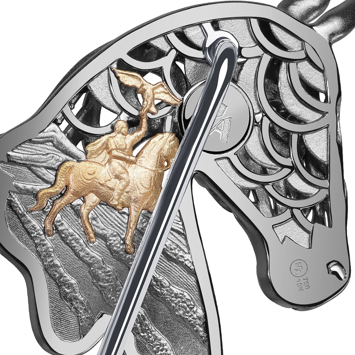 The Noble, 18K Black and White Gold, Diamonds Pin, Brs 0301-11