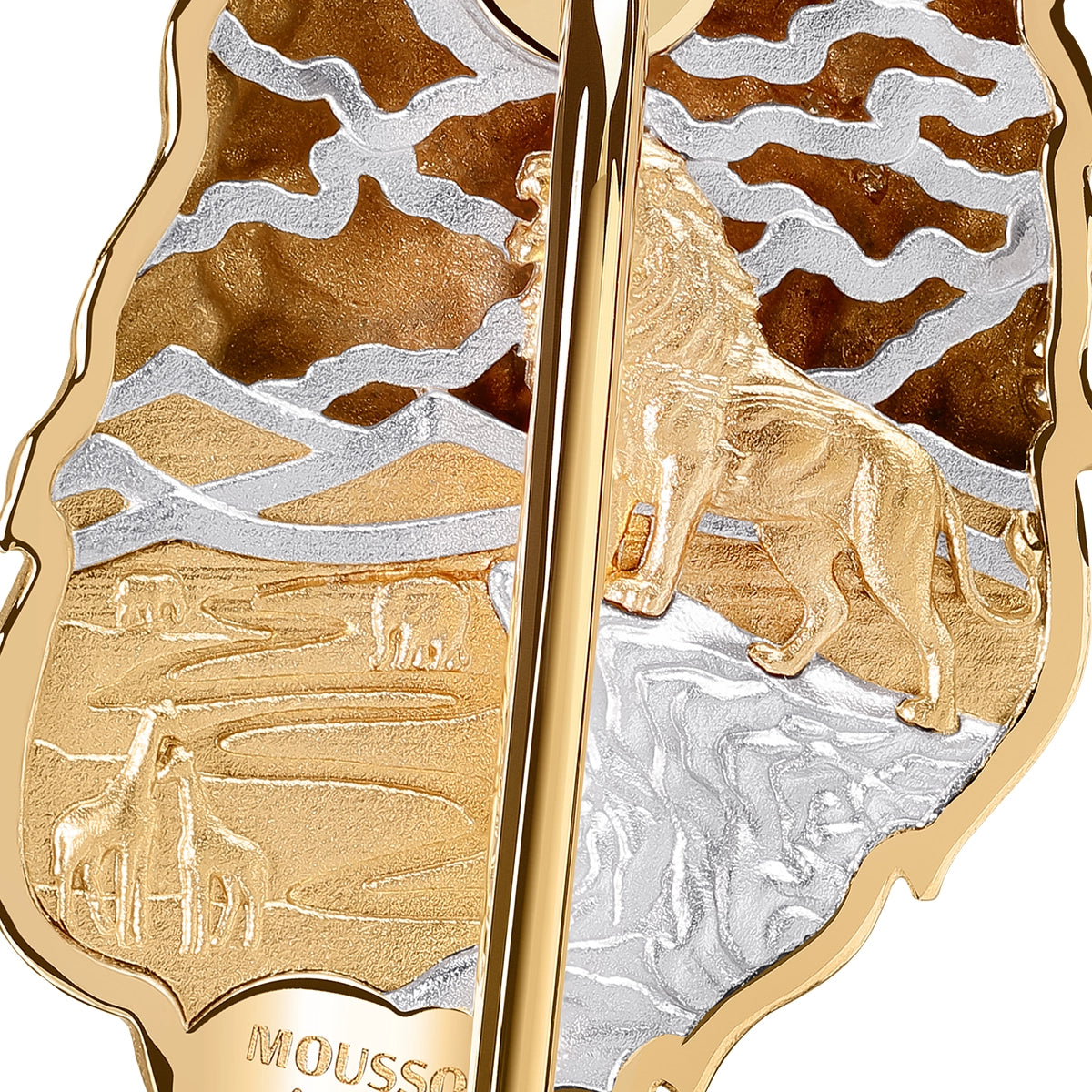 18K Yellow Gold, Diamonds Enamel Lion Pin, Brs 0301-6