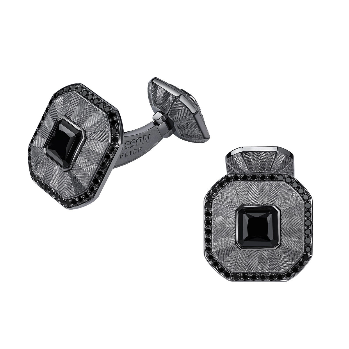 Spinel, Black Diamonds 18K Black Gold Men's Cufflinks, C 0106-1
