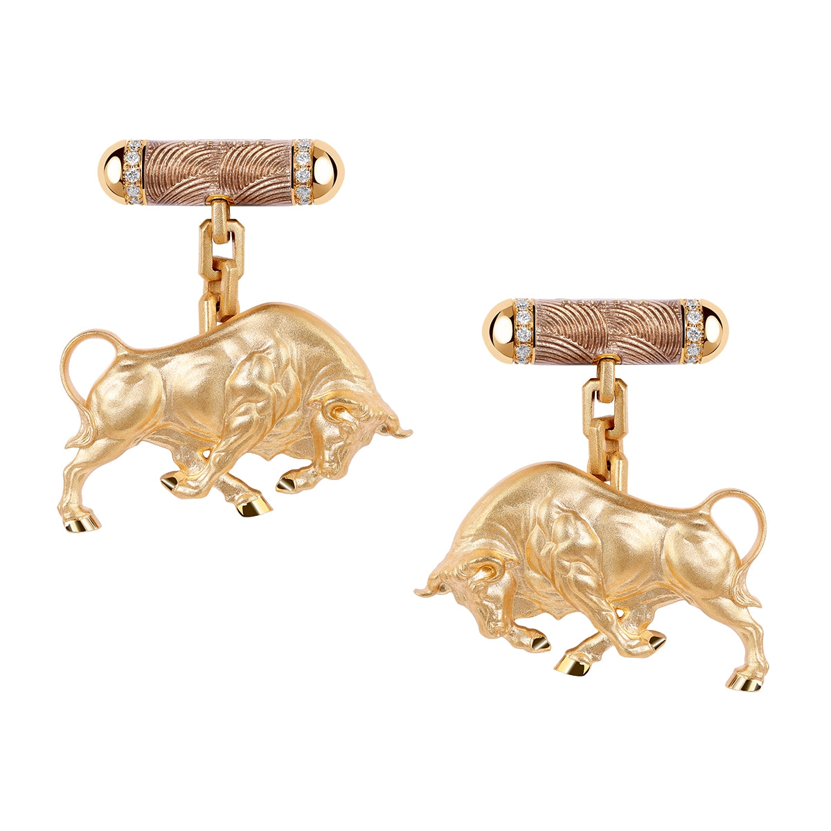 The Challenger, Diamonds 18K Yellow and White Gold Enamel Cufflinks, C 0301-4