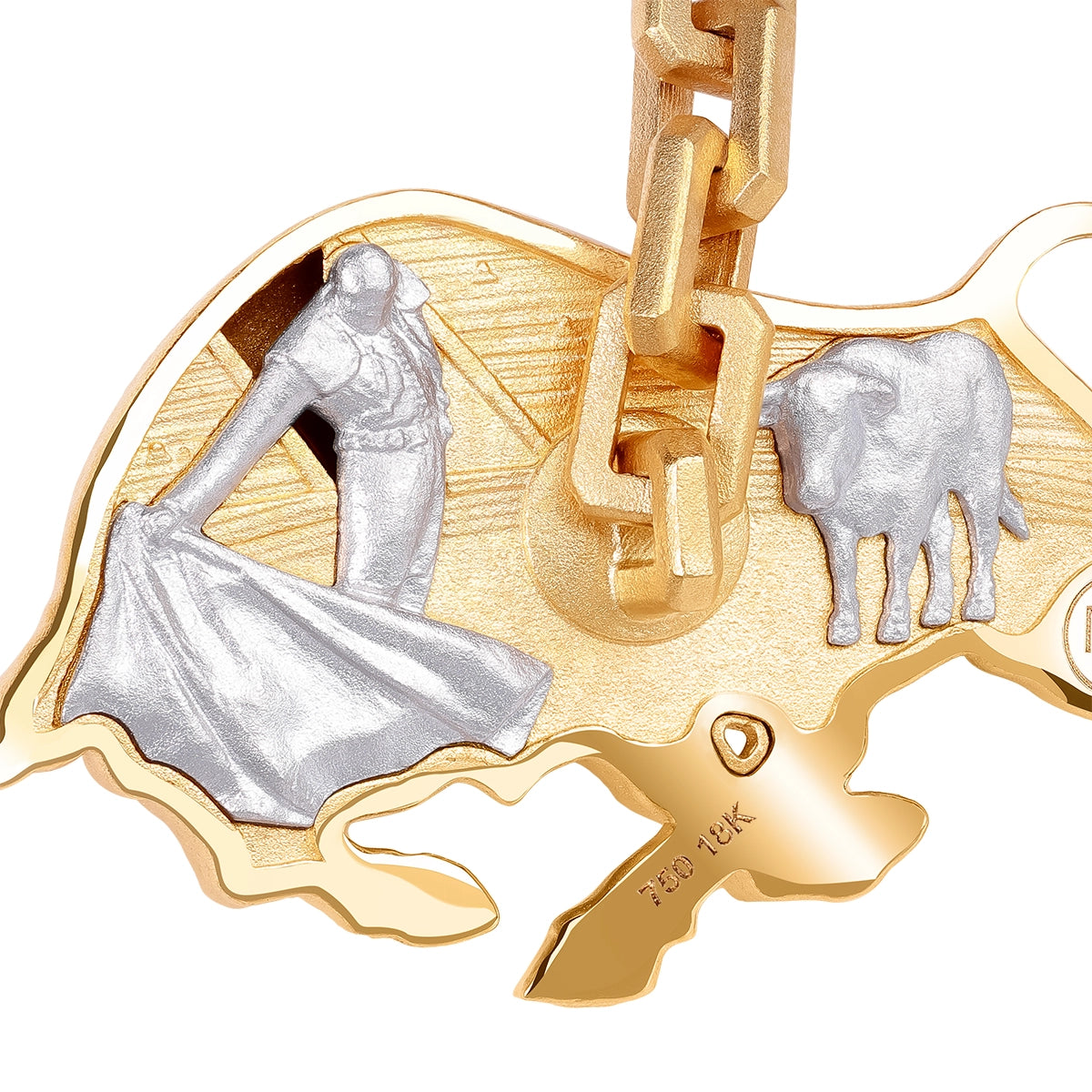 Diamonds 18K Yellow and White Gold Enamel Buffalo Cufflinks, C 0301-4