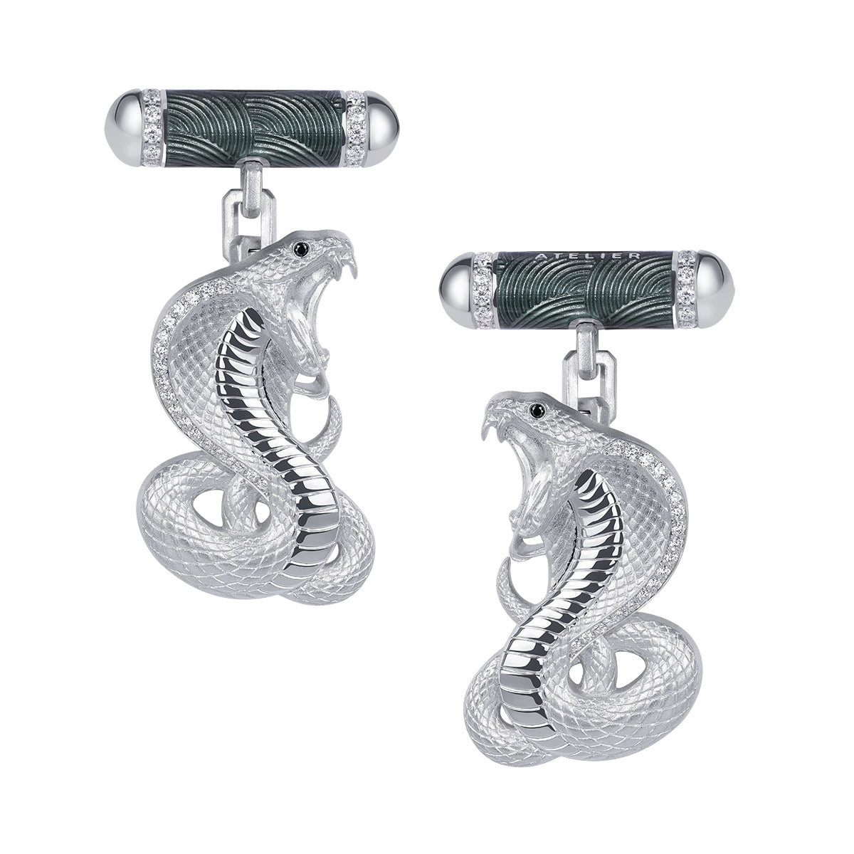 The Alchemist, Diamonds 18K White Gold Enamel Cufflinks, C 0301-5