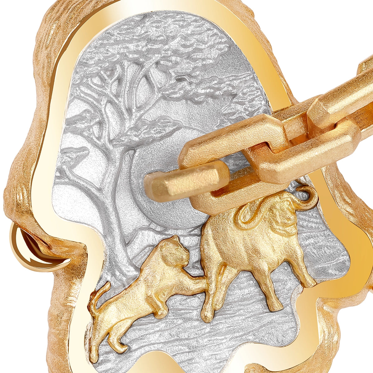 Diamonds 18K Yellow and White Gold Enamel Lion Paws Cufflinks, C 0301-6