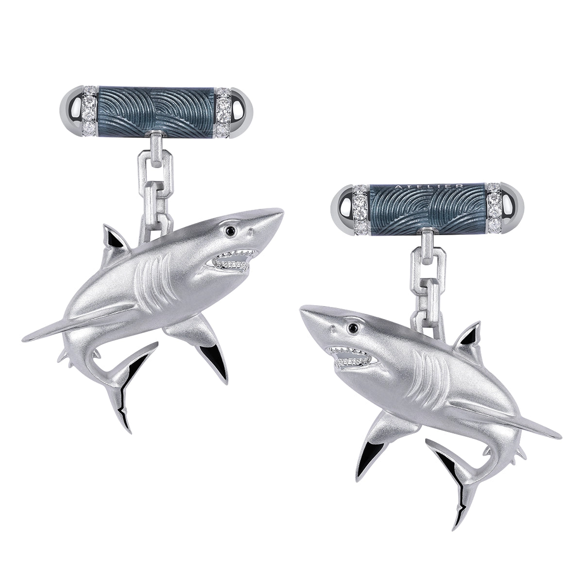 The Apex, Diamonds 18K White Gold Enamel Cufflinks, C 0301-7