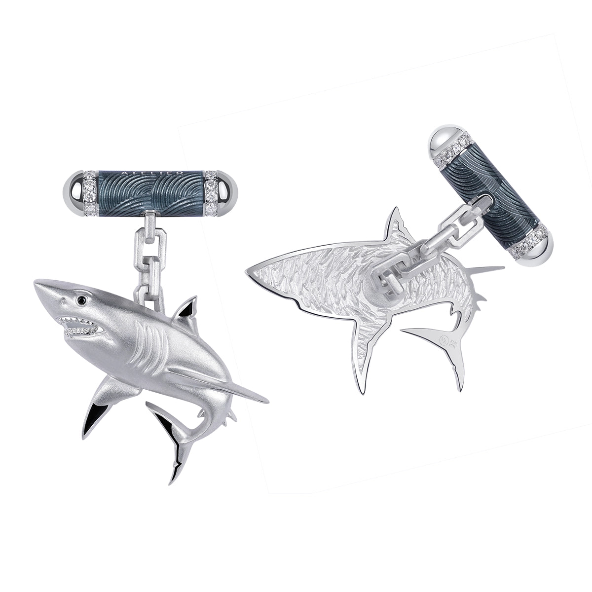The Apex, Diamonds 18K White Gold Enamel Cufflinks, C 0301-7