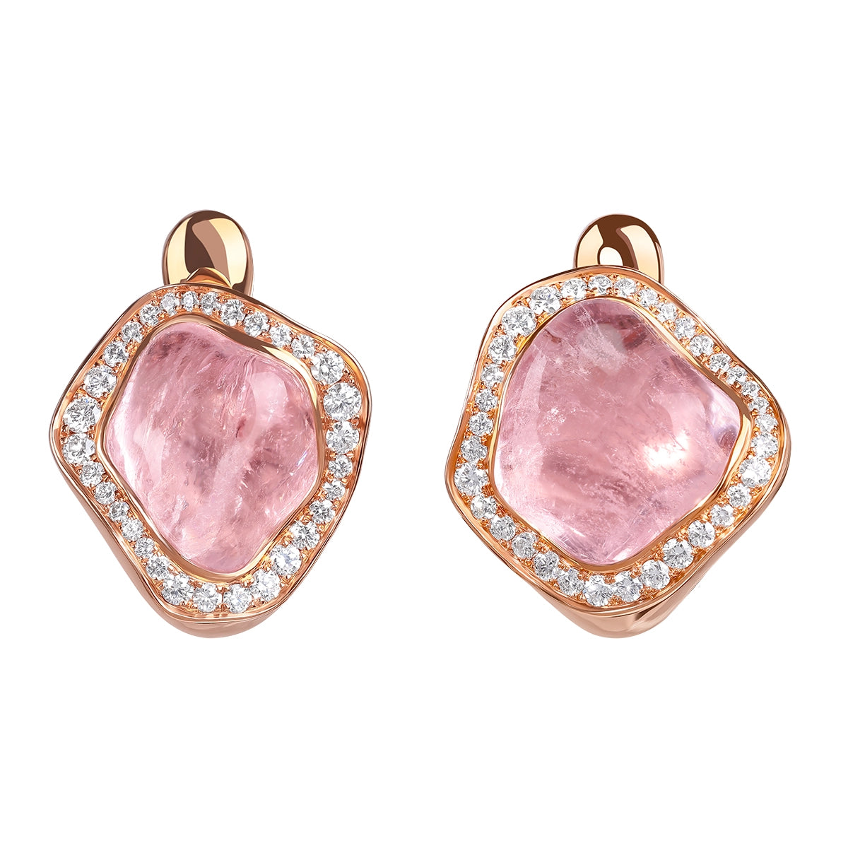 Morganite, Diamonds 18K Rose Gold, Earrings, E 0030-39/1