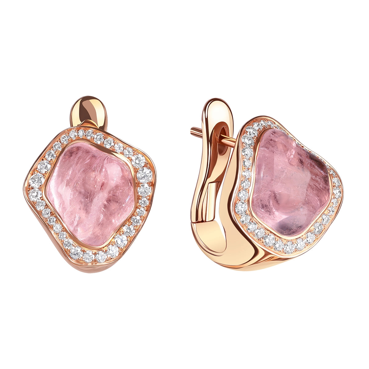 Morganite, Diamonds 18K Rose Gold, Earrings, E 0030-39/1