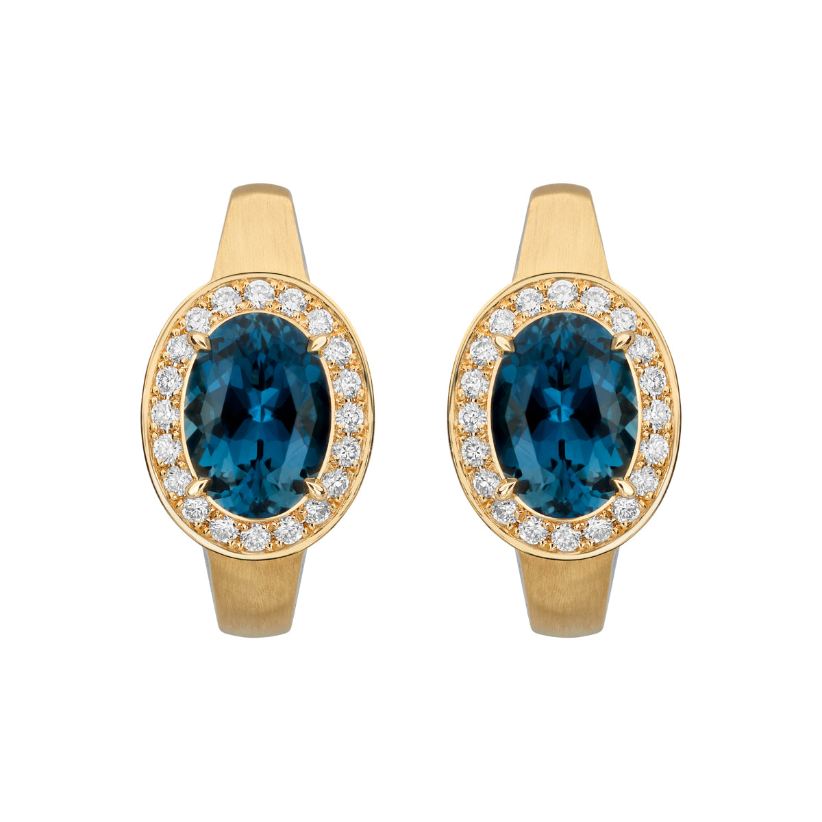 E 0143-001 18K Yellow Gold, Topaz, Diamonds Earrings