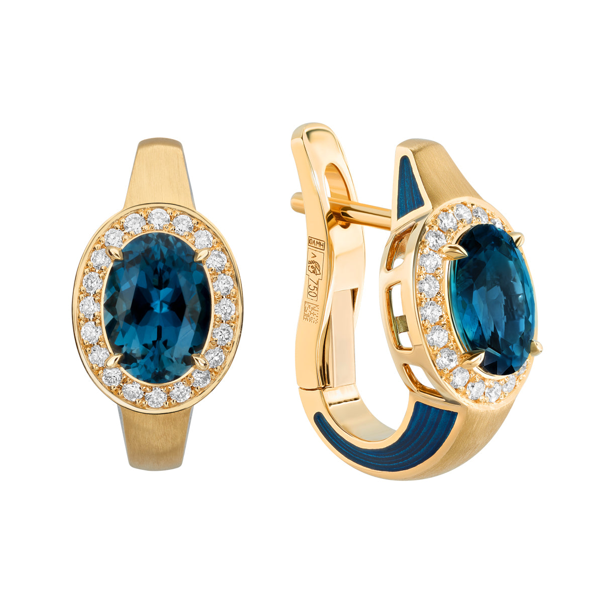 E 0143-001 18K Yellow Gold, Topaz, Diamonds Earrings