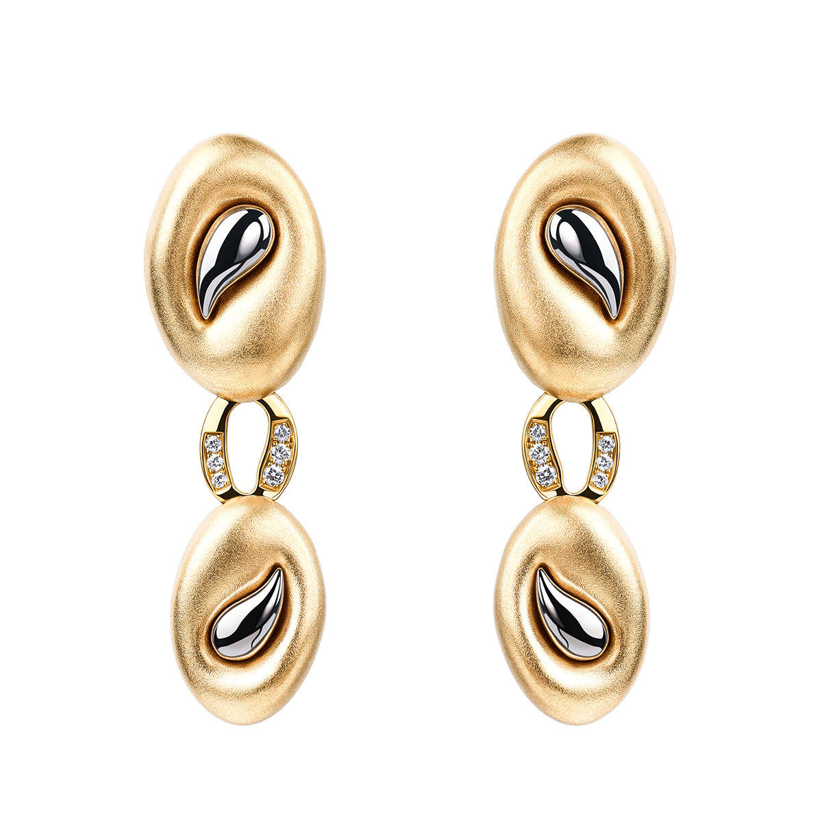 Diamonds 18K Yellow and White Gold Earrings, E 0150-0
