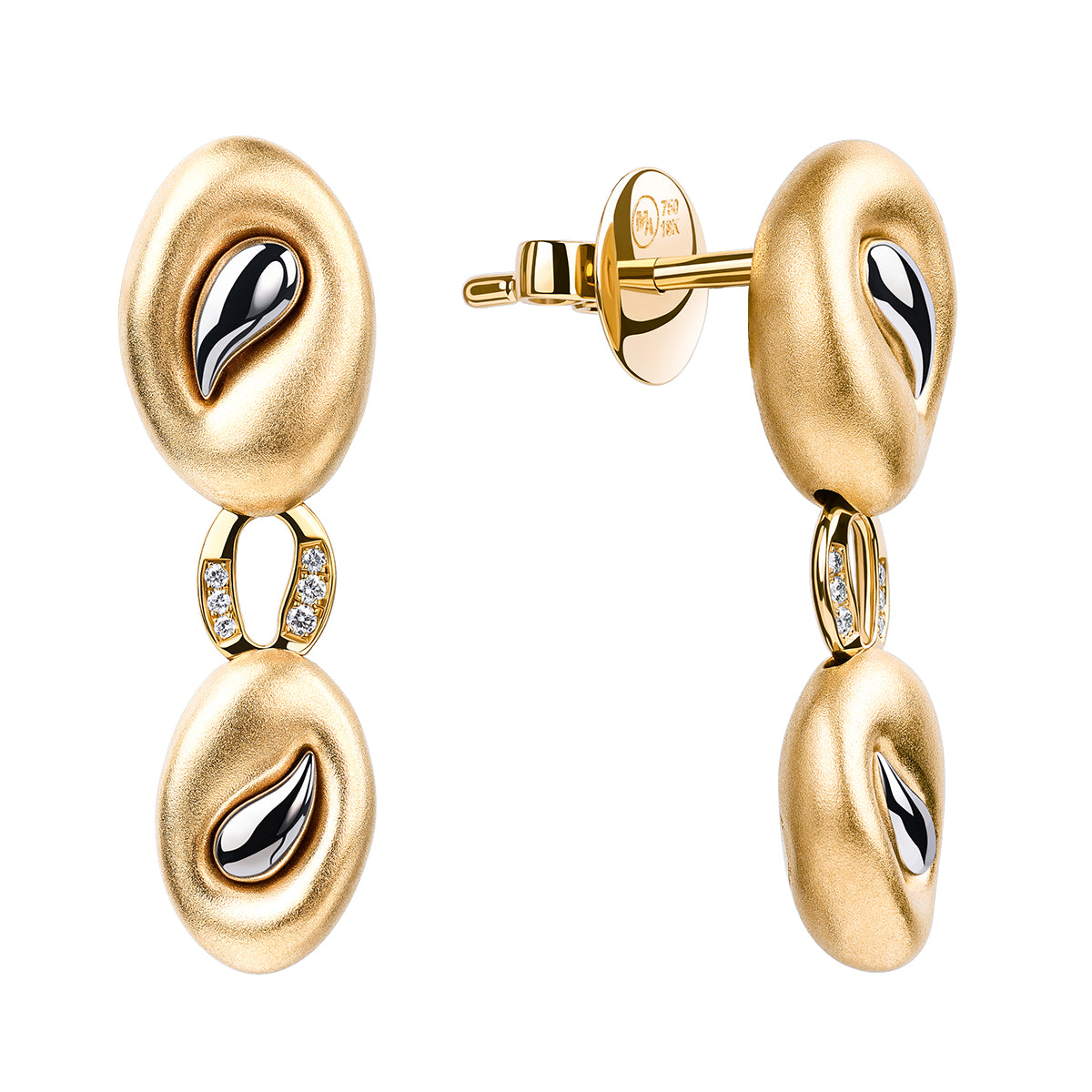 Diamonds 18K Yellow and White Gold Earrings, E 0150-0