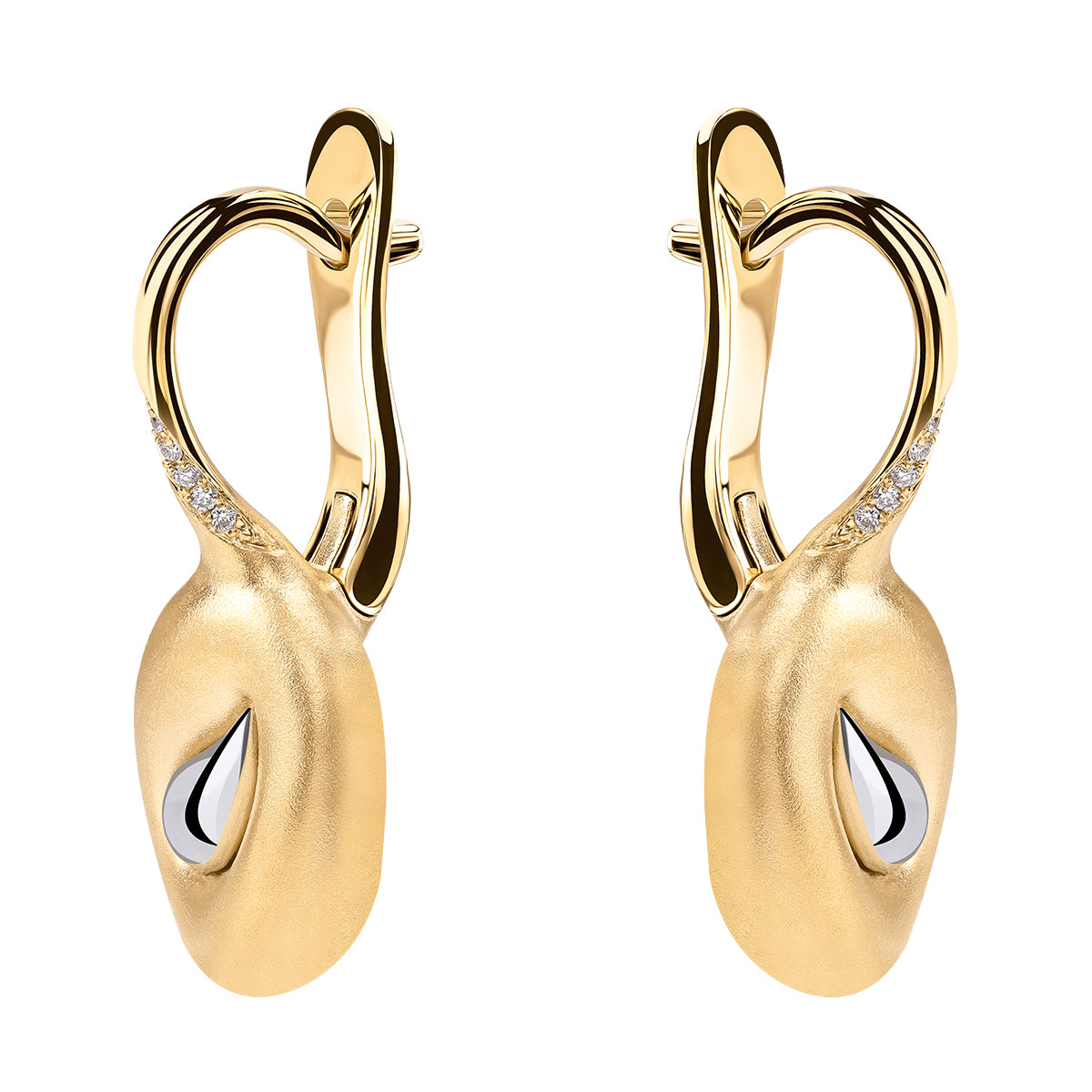 Diamonds 18K Yellow and White Gold Earrings, E 0150-01