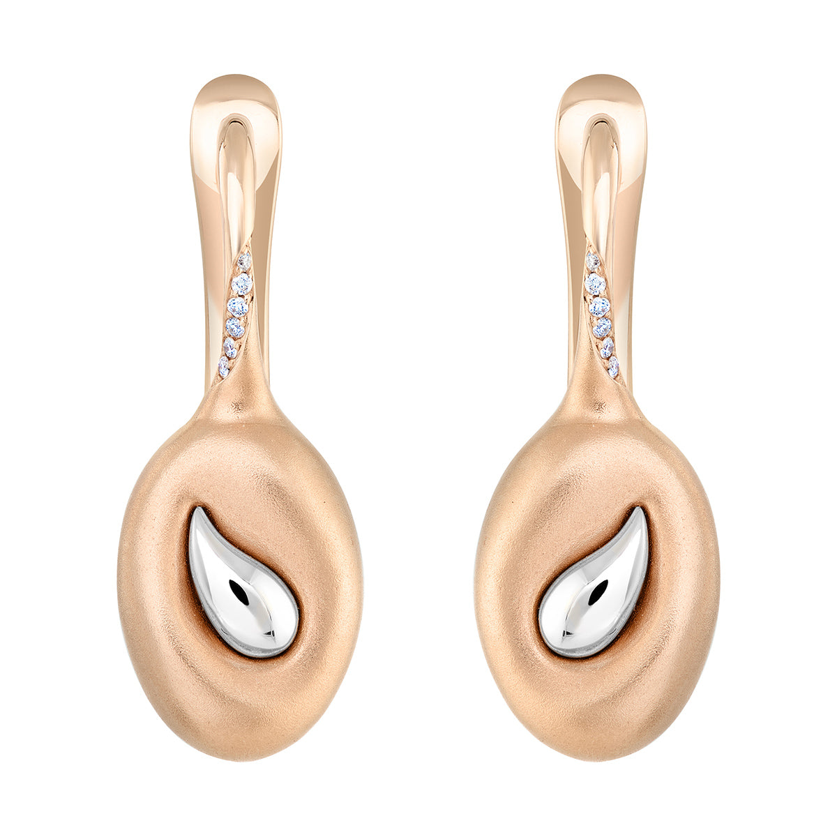 Diamonds 18K Rose and White Gold Earrings, E 0150-01
