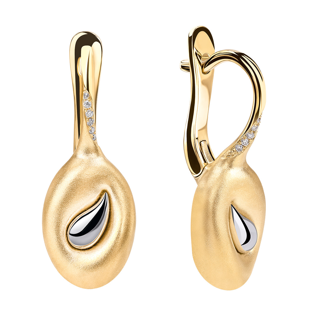 Diamonds 18K Yellow and White Gold Earrings, E 0150-01