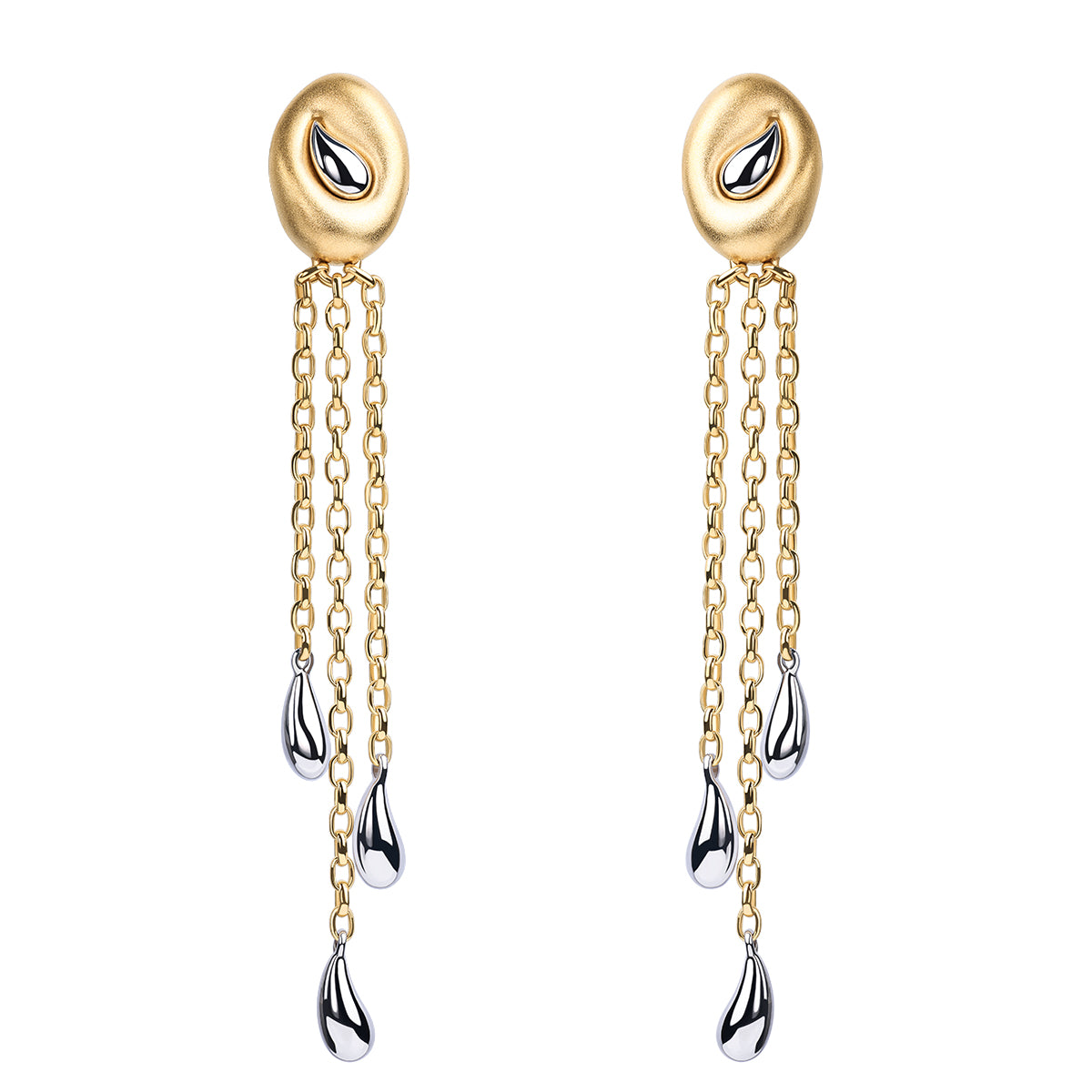 18K Yellow and White Gold Earrings, E 0150-03