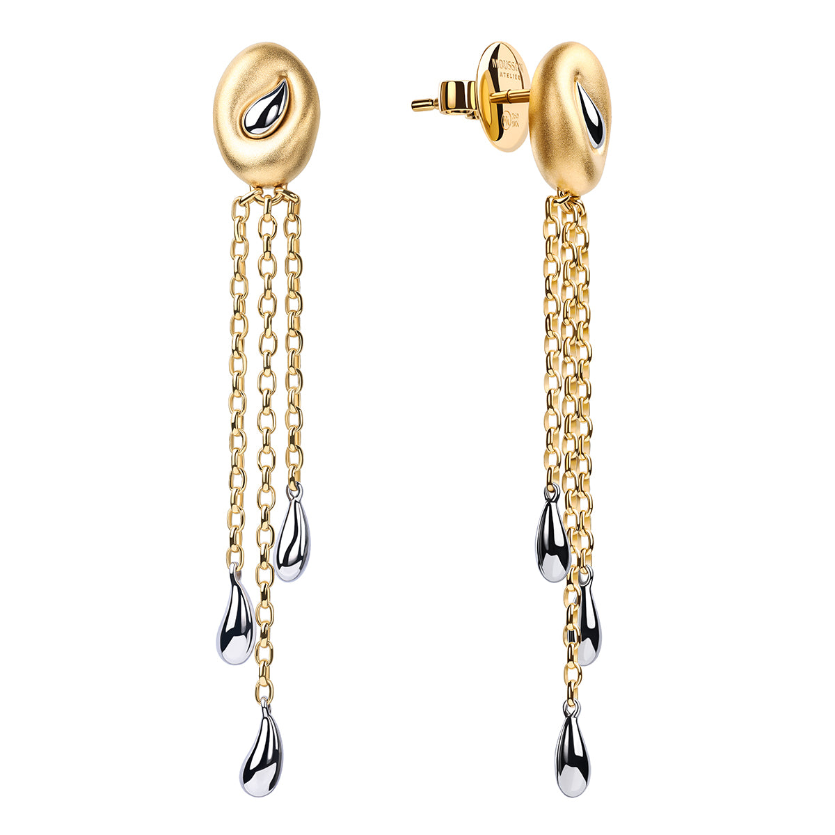 18K Yellow and White Gold Earrings, E 0150-03