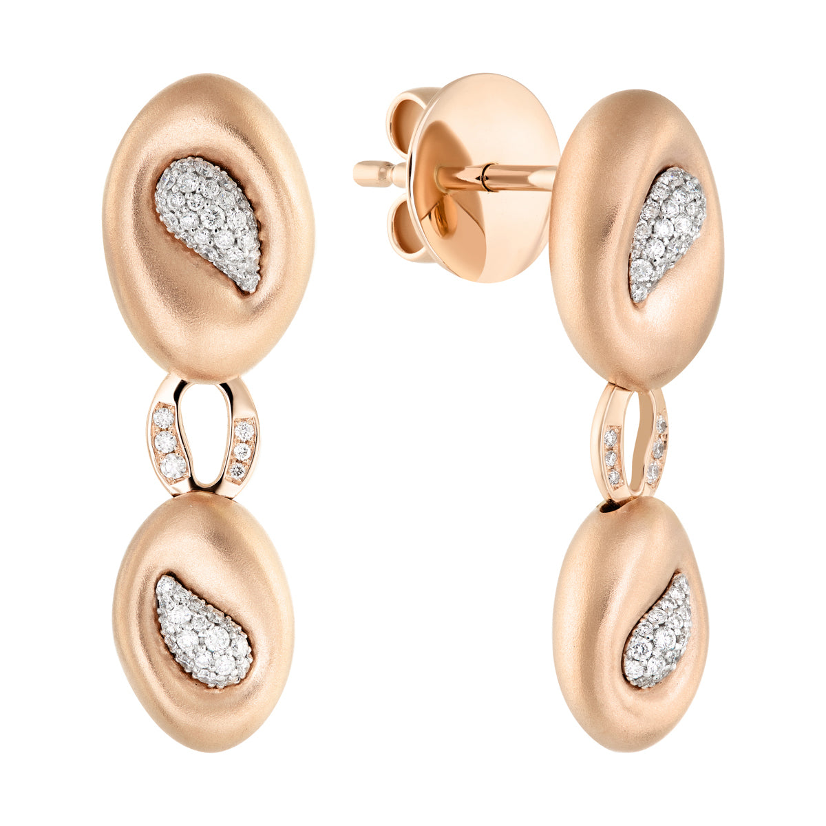 Diamonds 18K Rose and White Gold Earrings, E 0150-1