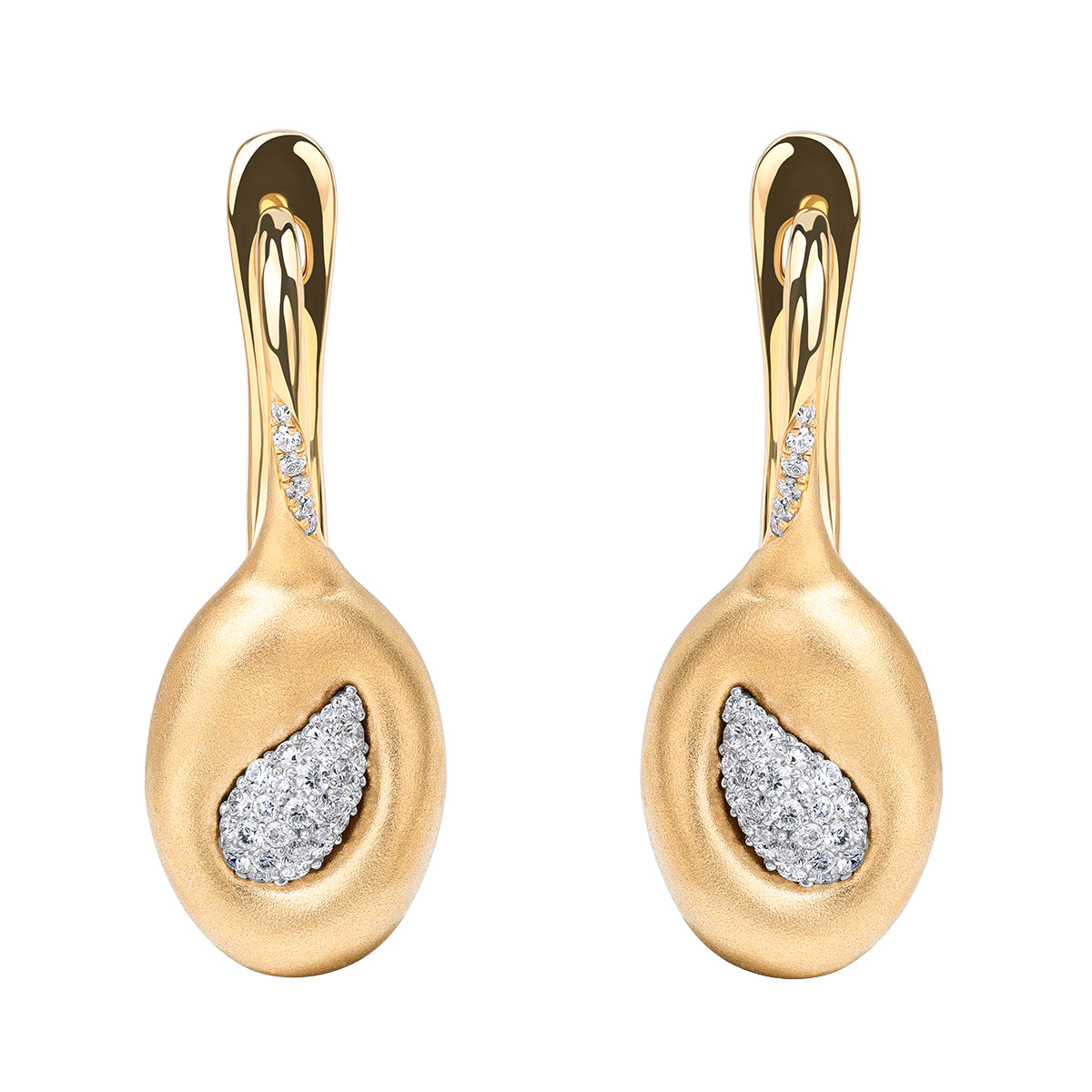 Diamonds 18K Yellow and White Gold Earrings, E 0150-11