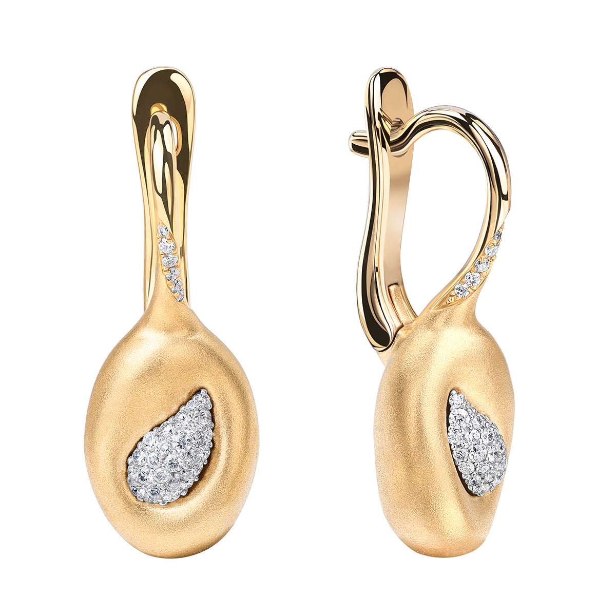 Diamonds 18K Yellow and White Gold Earrings, E 0150-11