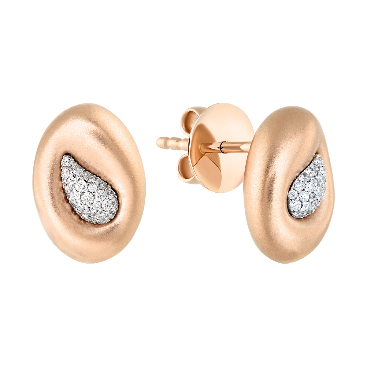 Diamonds 18K Rose and White Gold Earrings, E 0150-12