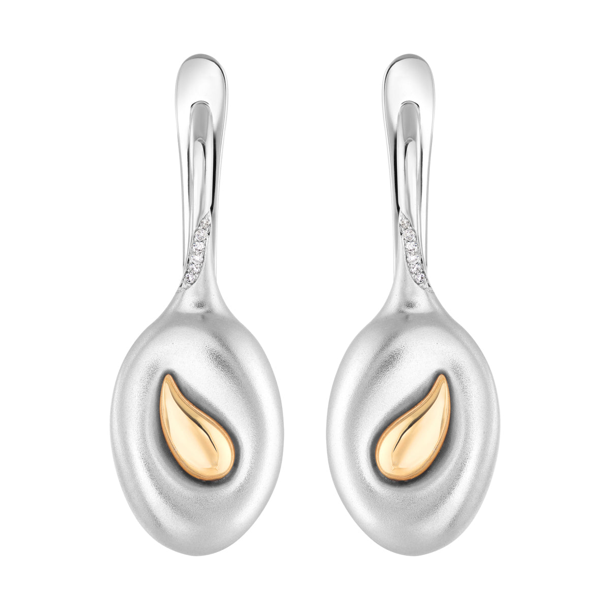 Diamonds 18K White and Yellow Gold Earrings, E 0150-21