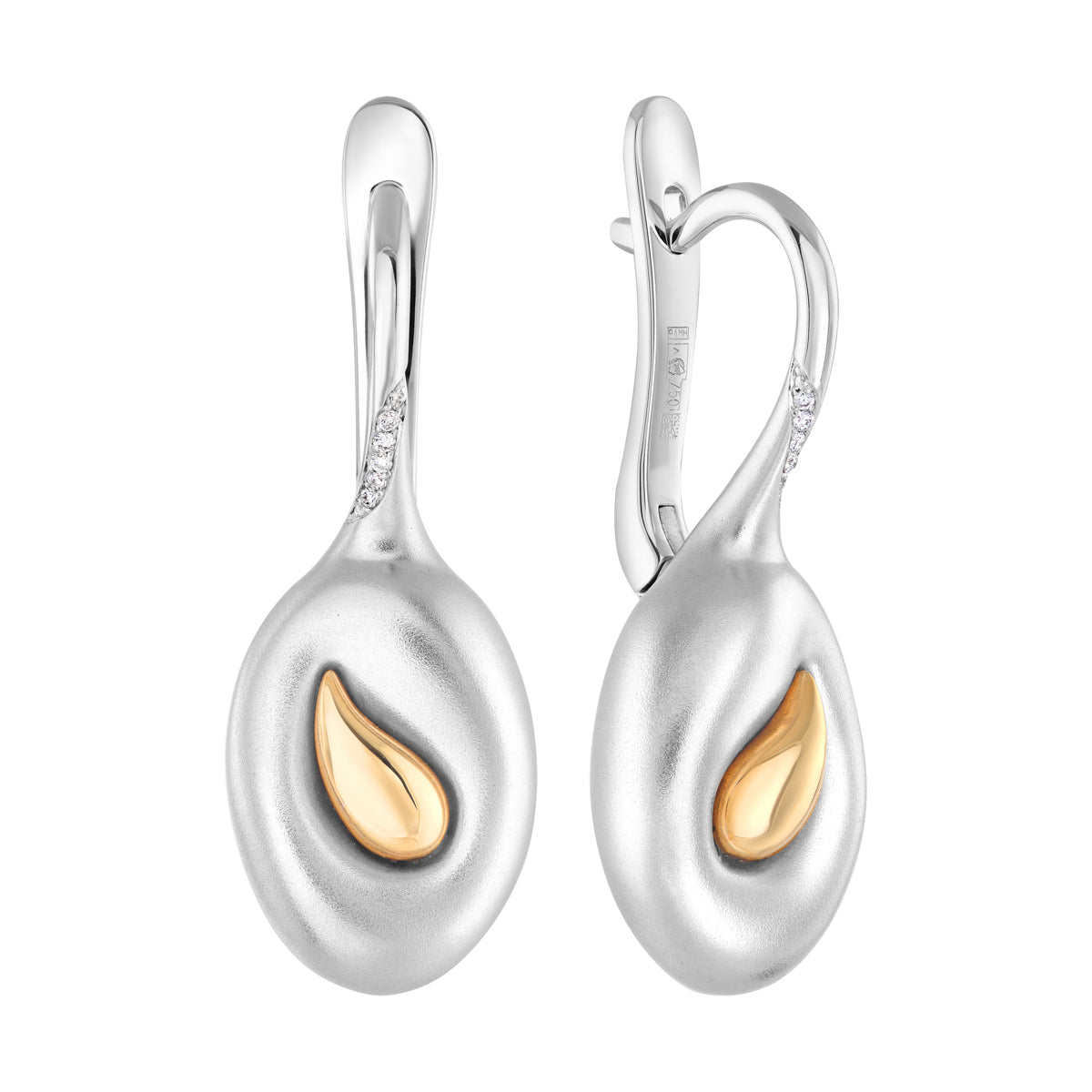 Diamonds 18K White and Yellow Gold Earrings, E 0150-21