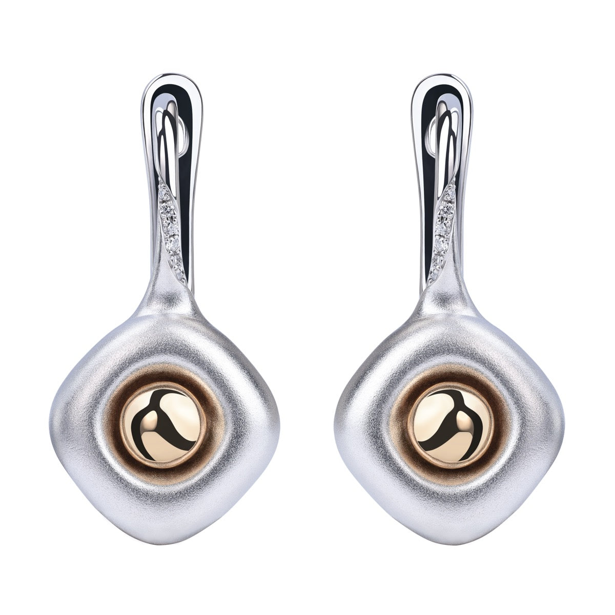 18K White and Yellow Gold Earrings, E 0151-01