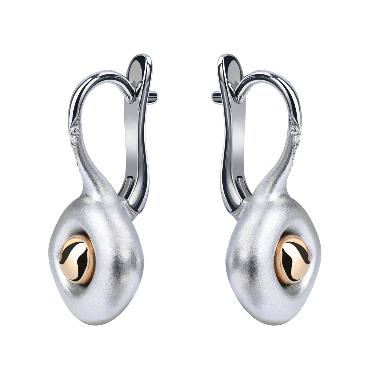 18K White and Yellow Gold Earrings, E 0151-01