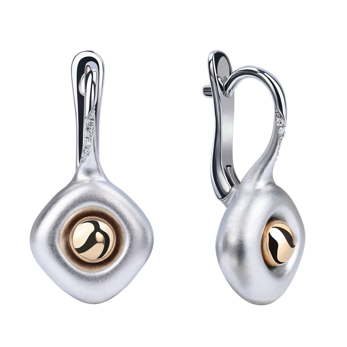 18K White and Yellow Gold Earrings, E 0151-01