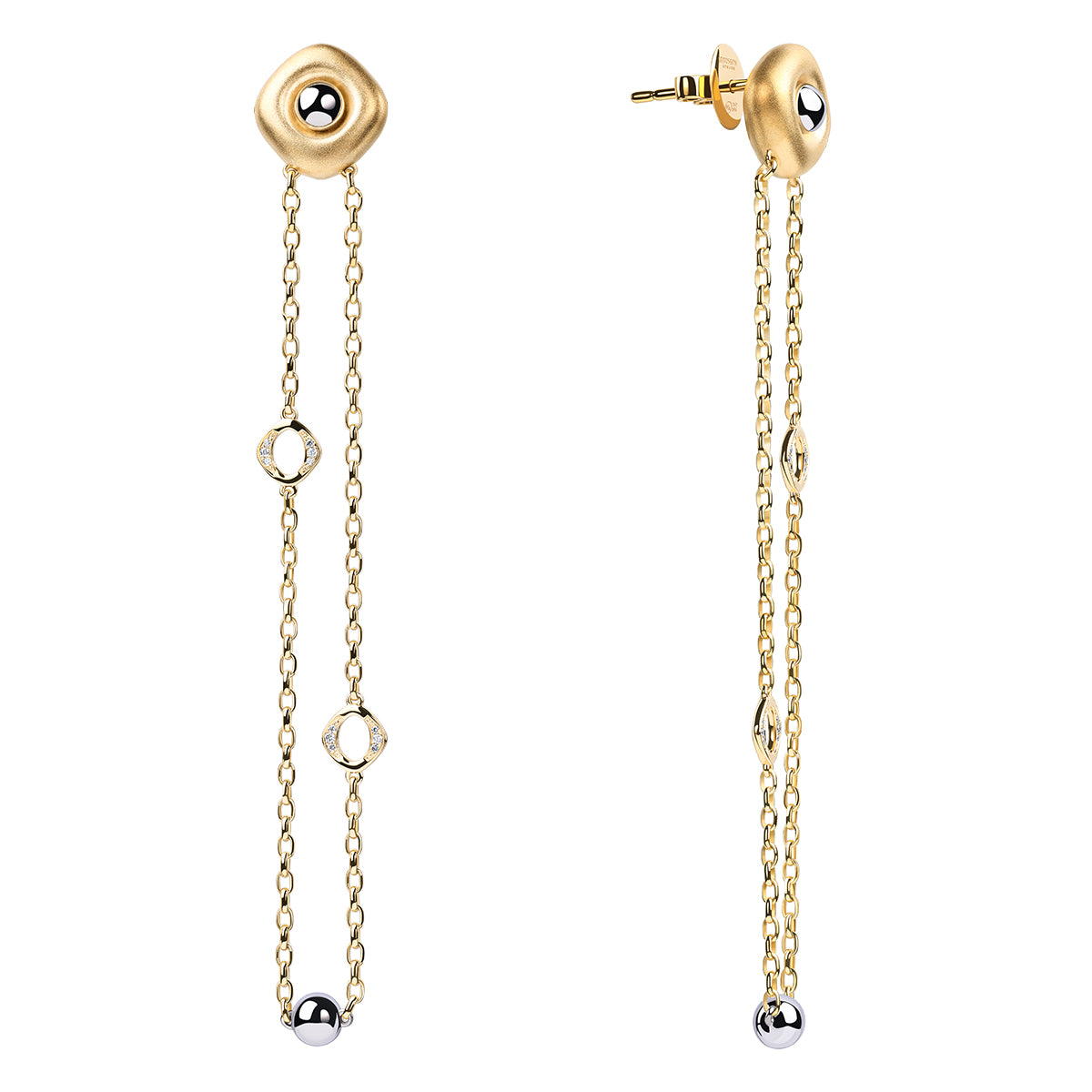 Diamonds 18K Yellow and White Gold Earrings, E 0151-03
