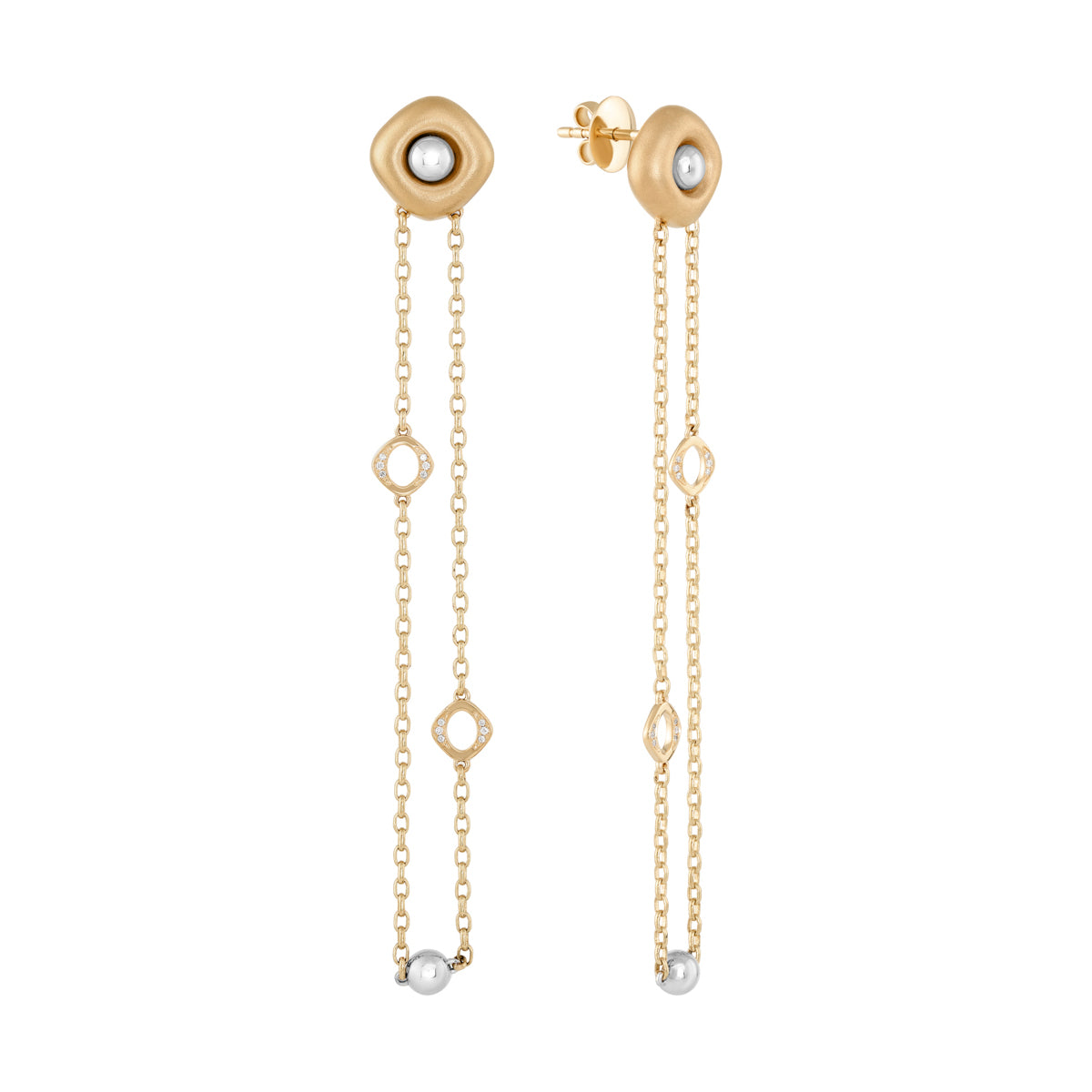 Diamonds 18K Yellow and White Gold Earrings, E 0151-03