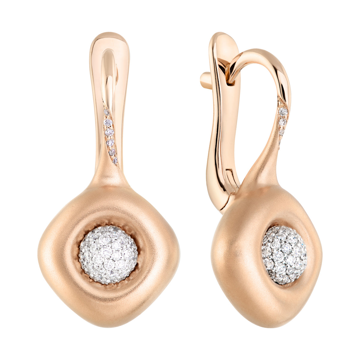 Diamonds 18K Rose and White Gold Earrings, E 0151-11