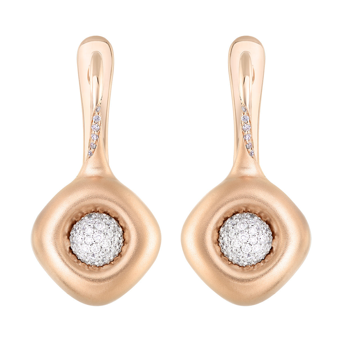 Diamonds 18K Rose and White Gold Earrings, E 0151-11