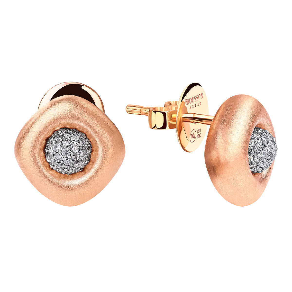 Diamonds 18K Rose and White Gold Earrings, E 0151-12