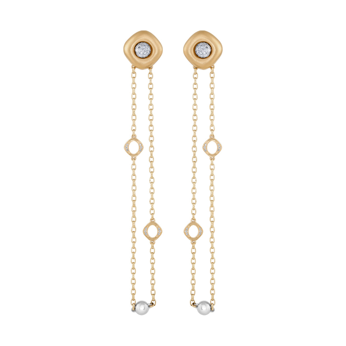 Diamonds 18K Yellow and White Gold Earrings, E 0151-13