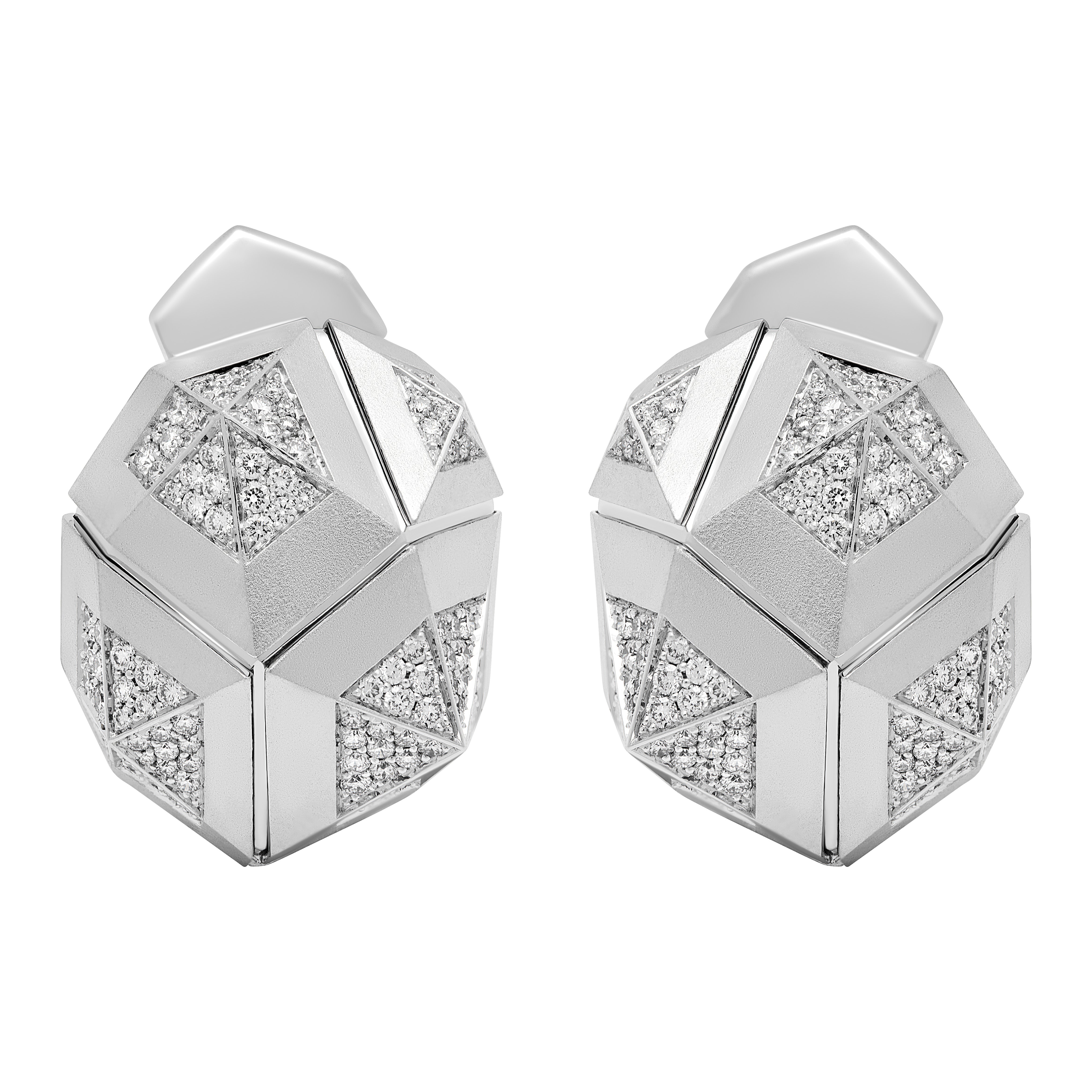 E 0191-1, 18K White Gold, Diamonds Earrings