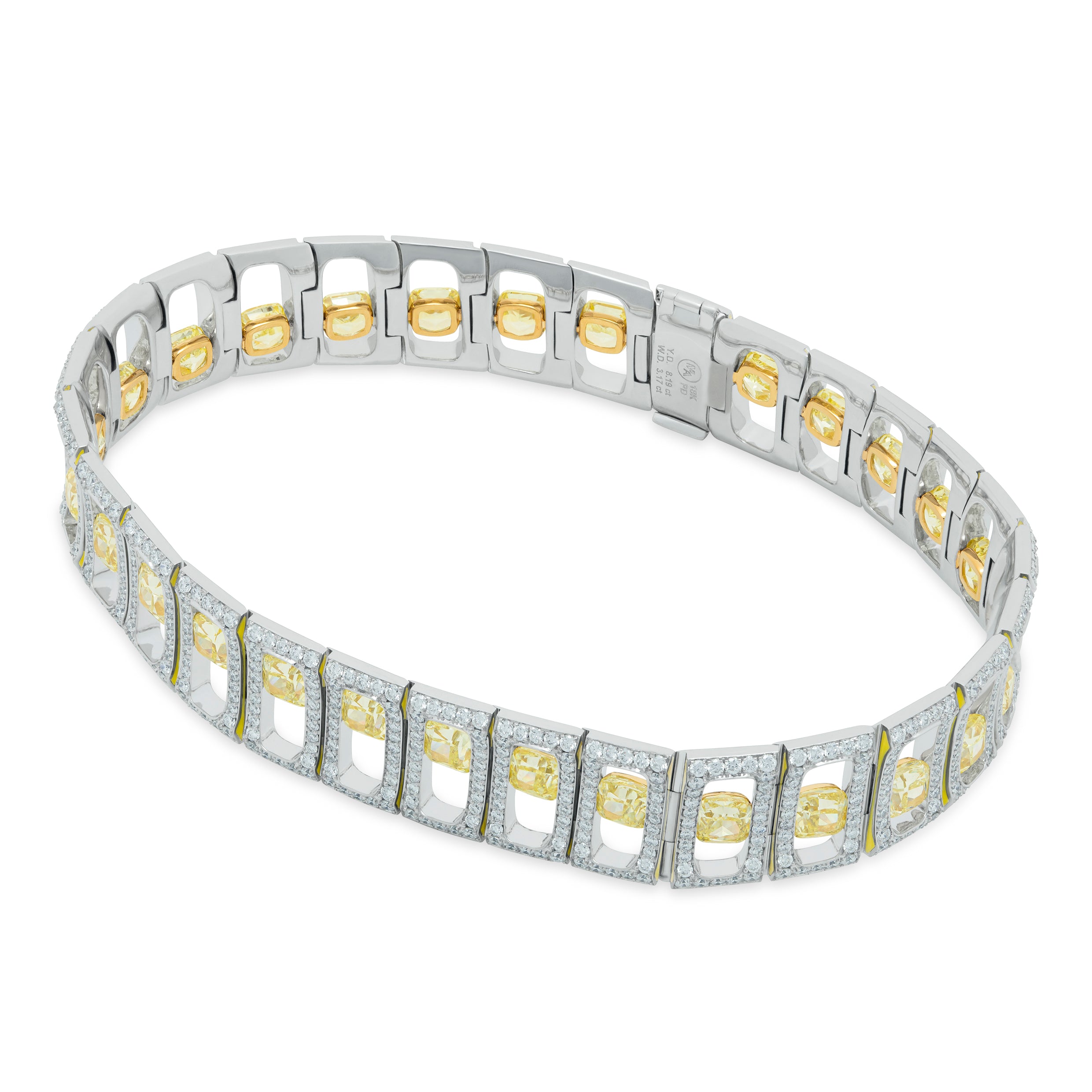 Br 0226-0/1 18K White Gold, Enamel, White and Yellow Diamonds Bracelet