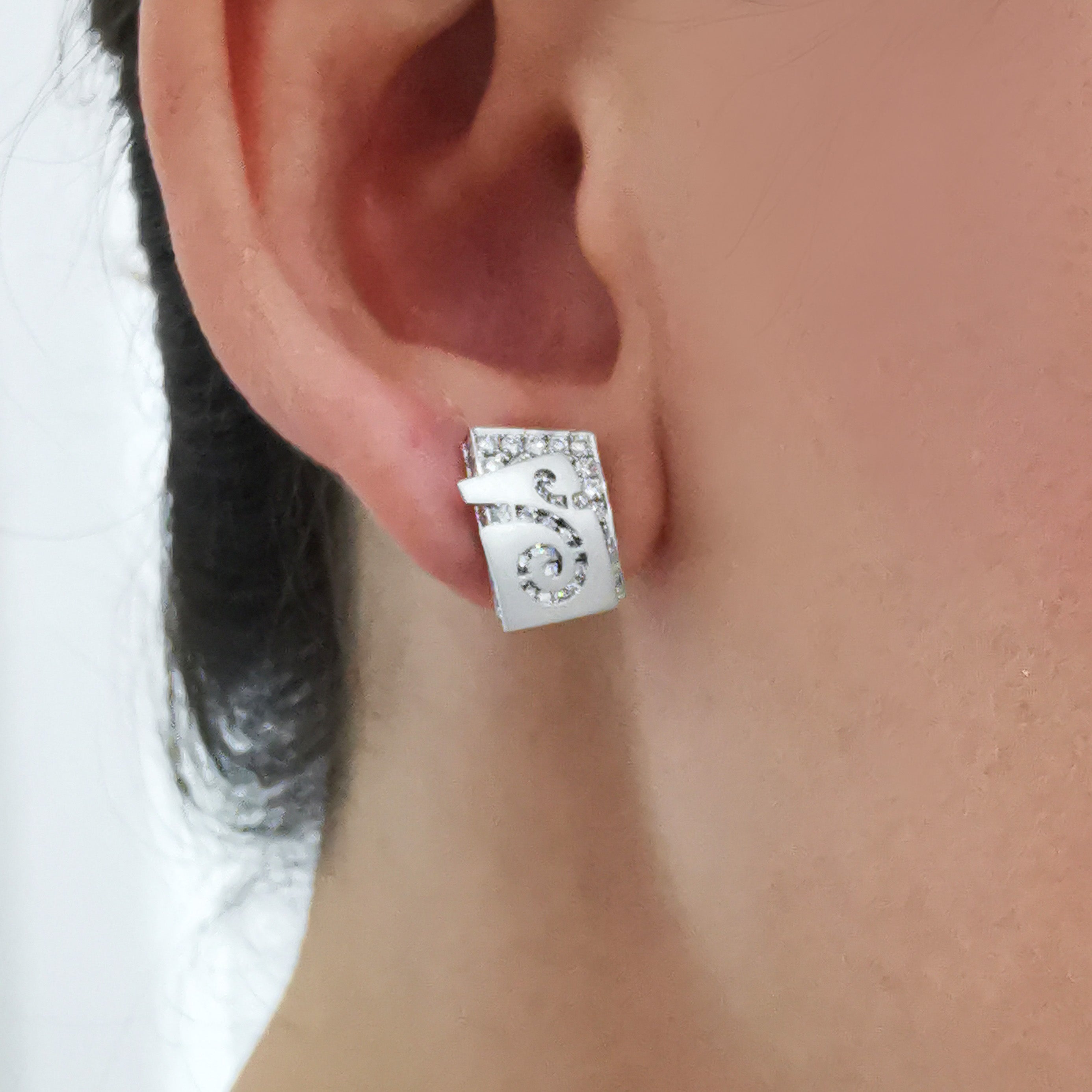 E 0003-4, 18K White Gold, Diamonds Earrings