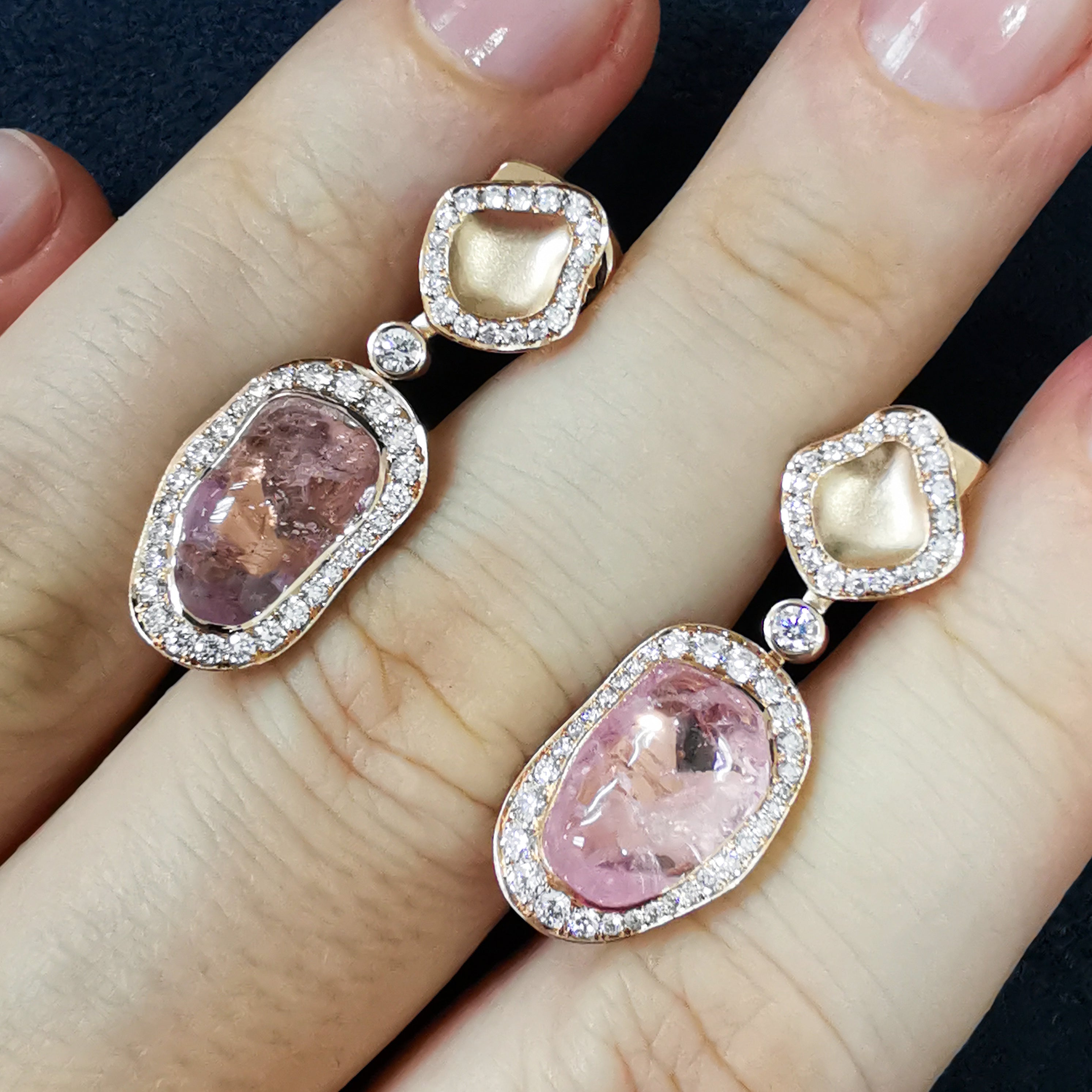 E 0030-36/1 18K Rose Gold, Morganite, Diamonds Earrings