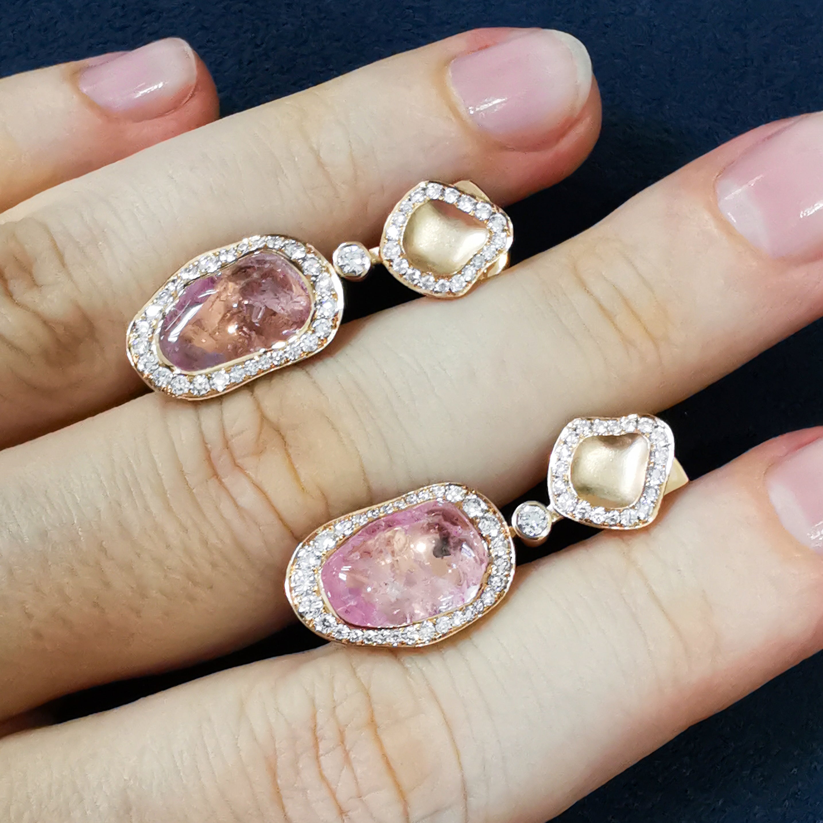 E 0030-36/1 18K Rose Gold, Morganite, Diamonds Earrings