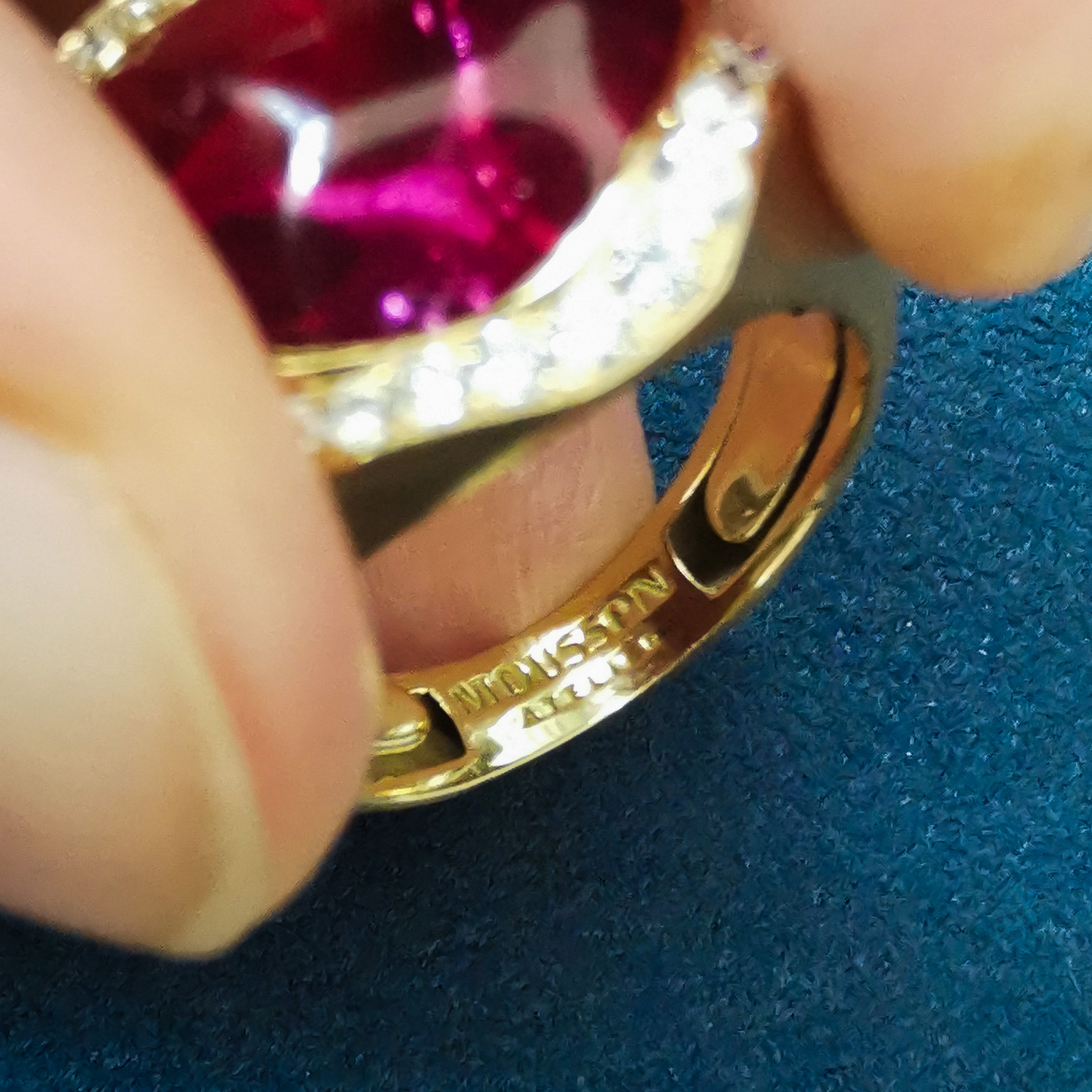 R 0030-8/1 18K Yellow Gold, Rubellite, Diamonds Ring