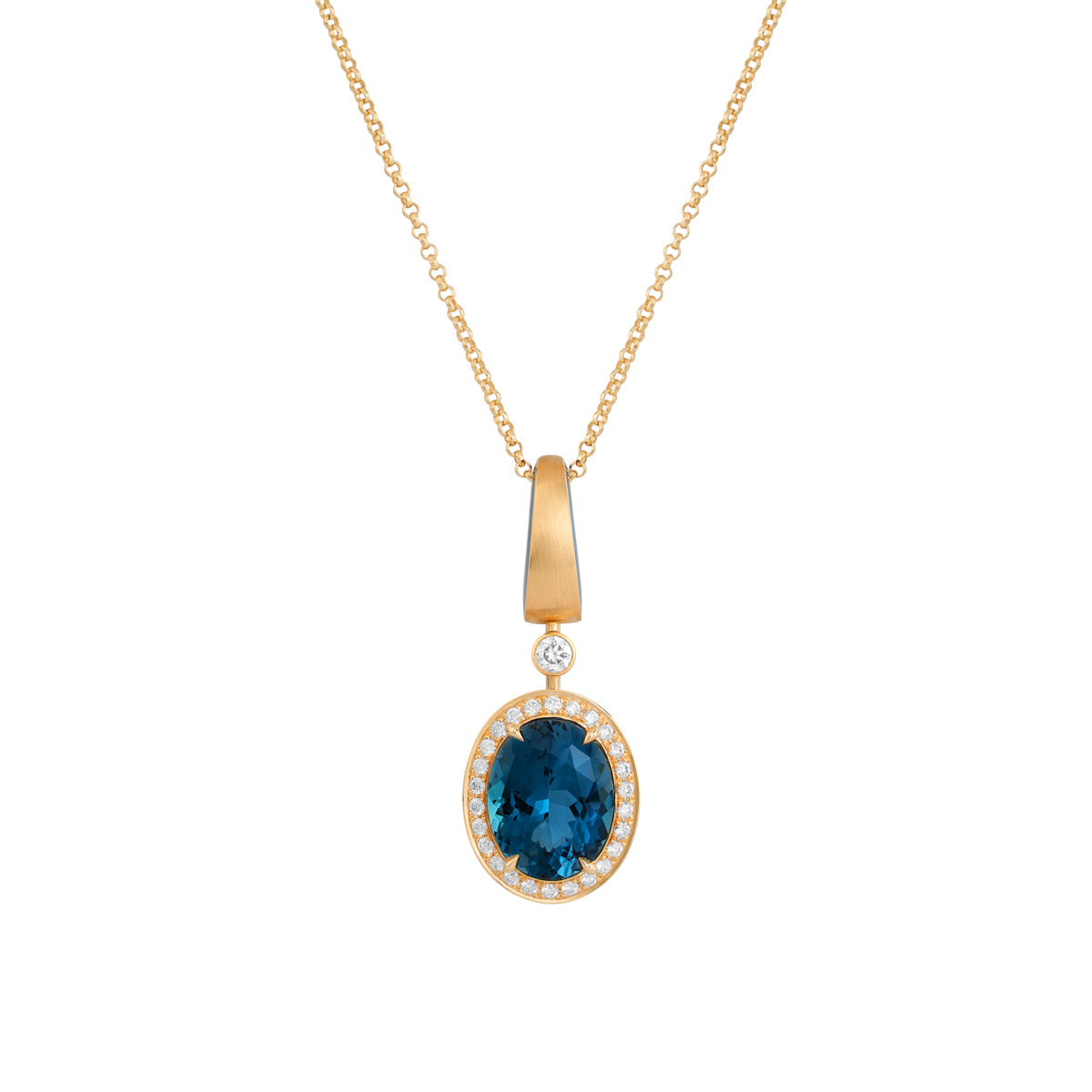 P 0143-01, 18K Yellow Gold, Topaz, Diamonds, Enamel Pendant