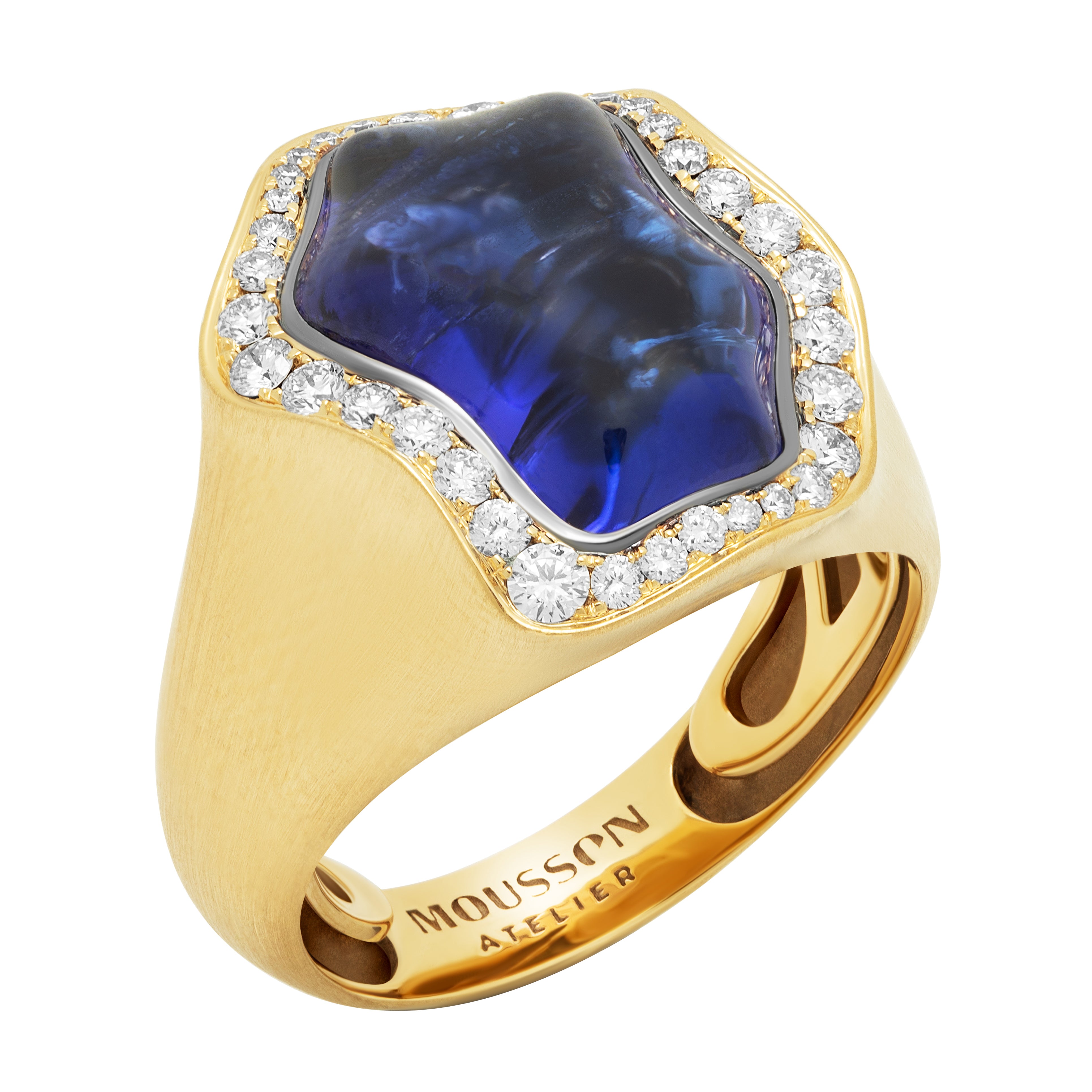 R 0030-22/1 18K Yellow Gold, Tanzanite, Diamonds Ring